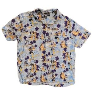 Bluey Adult Large Hawaiian Shirt Tropical Button Up Rayon Ludo Studio